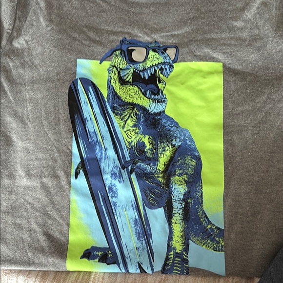 Gray Dinosaur Graphic Kids T-Shirt - Picture 3 of 4